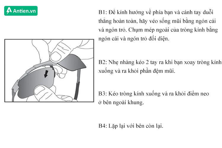 Các bước tháo tròng kính Tifosi Salvo Crystal Smoke