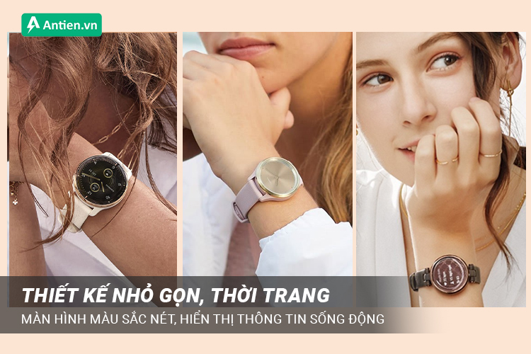 Đồng hồ Garmin cho nữ được trang bị kích thước nhỏ gọn, thanh mảnh trên cổ tay