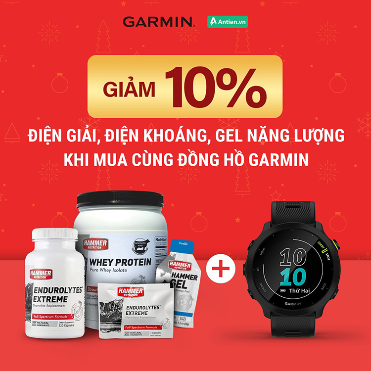 Giảm 10% điện giải, gel năng lượng Hammer khi mua cùng đồng hồ Garmin