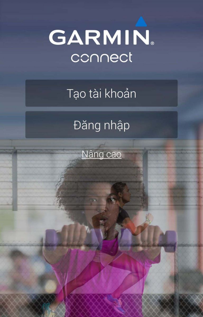 Đăng nhập hoặc đăng kí tài khoản Garmin Connect