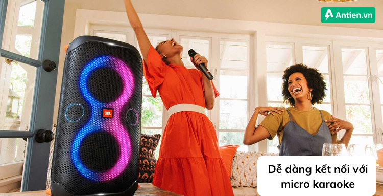 JBL Party Box 110 và Party Box 100 có thể kết nối mic hát