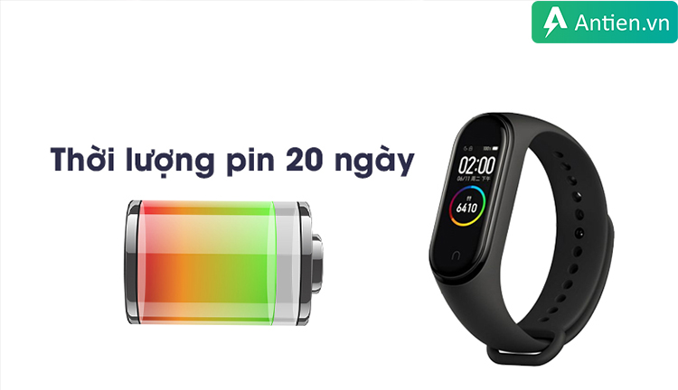 Vòng đeo tay Mi Band 4 cung cấp 20 ngày sử dụng