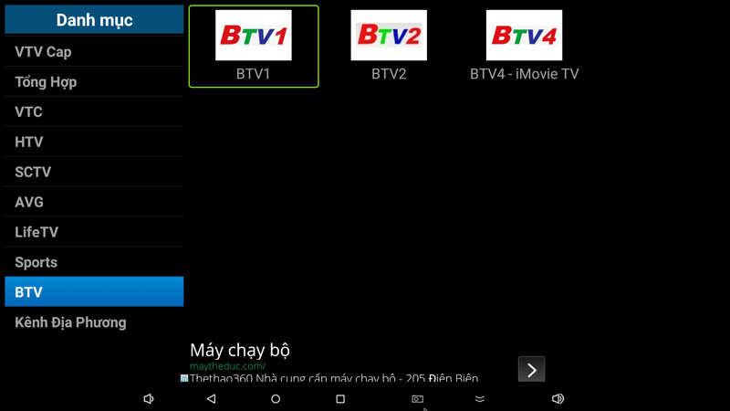 flytv ung dung xem truyen hinh tivi online mien phi cho android tv box flytvbox - nhom kenh btv