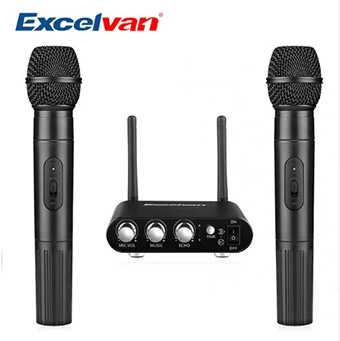 Micro Karaoke không dây hát trên ô tô Excelvan K18U, 02 mic, UHF